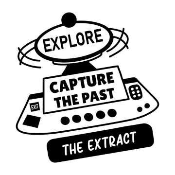 A glyph sticker of satellite dish with explore typography 

