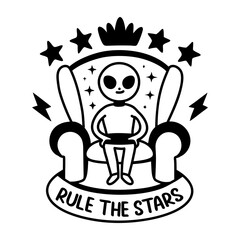 Fototapeta premium A glyph sticker of alien throne with rule the stars typography