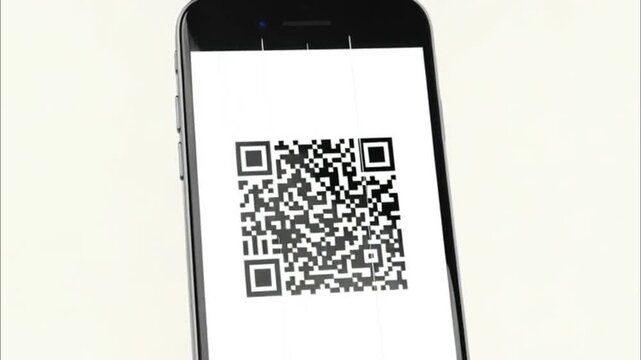 Smartphone displaying QR code on screen 1.