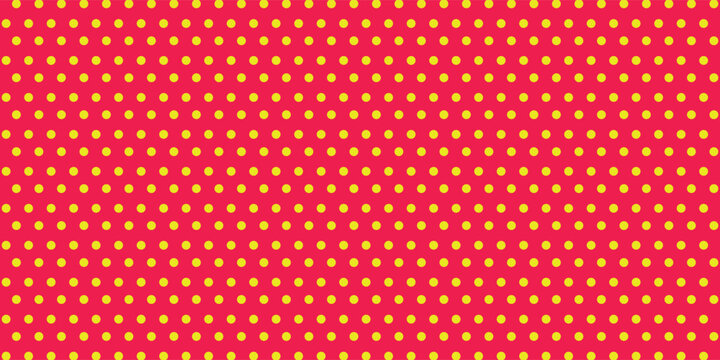 Abstract seamless pattern with yellow polka dots on red strawberry background. yallow dots on red background. background pattern strawberry.