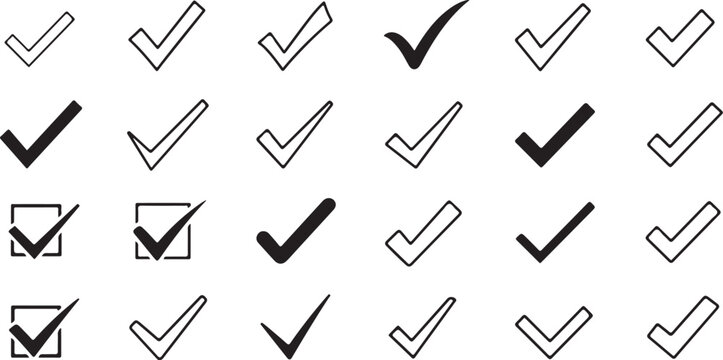 Checkmarks and checkboxes on white background pattern