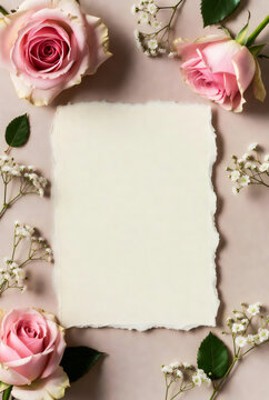 Old-style Rose card, Rose around the message paper