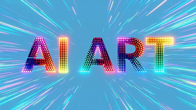 Colorful text AIART on blue background