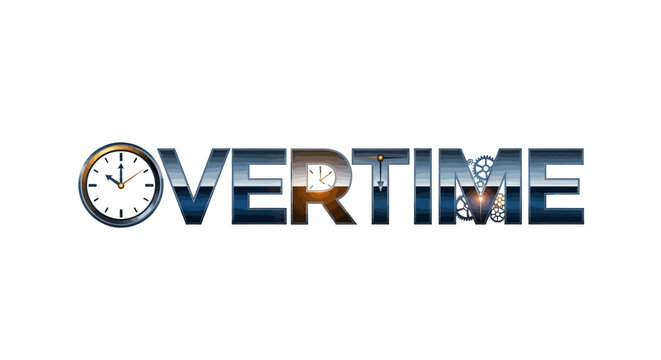 Overtime concept with clock and baseball.