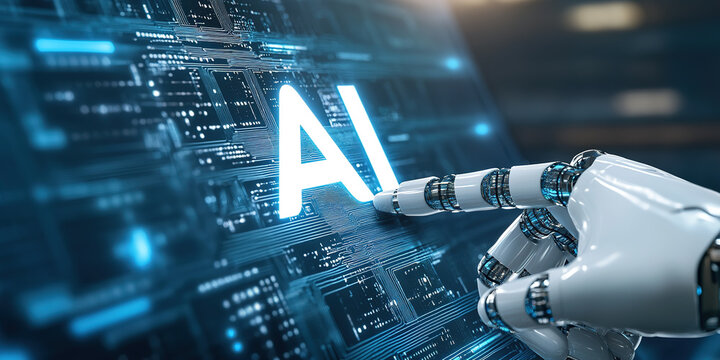 Artificial intelligence robot manipulator and AI theme technology background