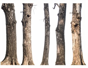 Naklejka premium tree trunks isolated on white background