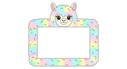 Colorful llama photo frame border. © Erico