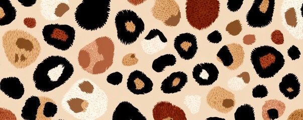 Fototapeta premium Leopard print seamless pattern in beige and black tones for fashion textiles and design