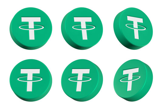 3D logo for Tether (USDT), a stablecoin cryptocurrency pegged to the U.S. dollar.