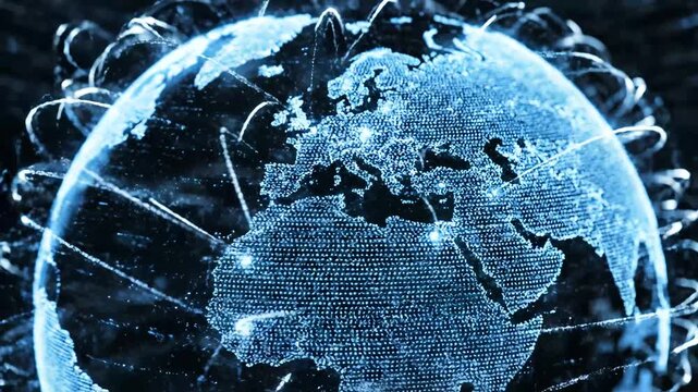 Digital globe with network connections for commercial backgrounds, digital design, and advertising
