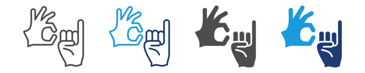 Fototapeta premium sign language icon set multiple style