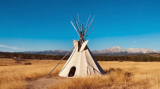 native american teepee at clear day video