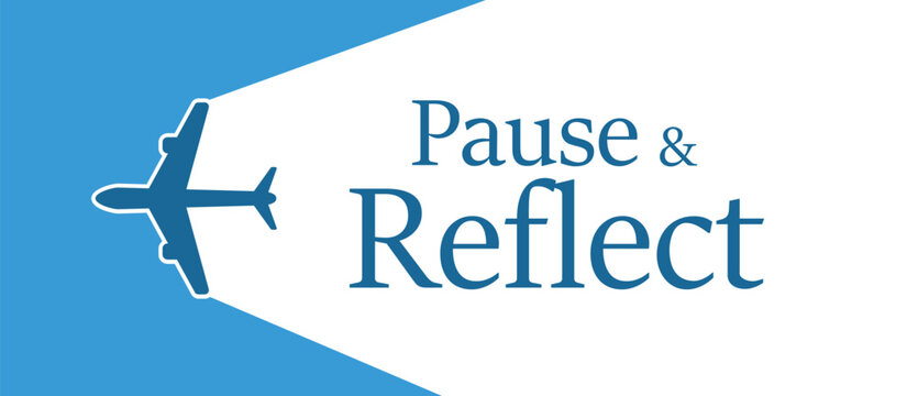 Pause and reflect sign on white background