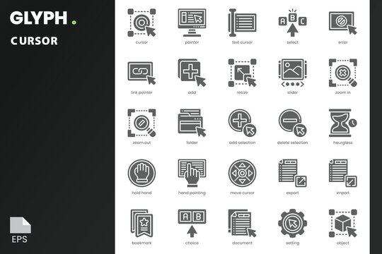 Cursor Icon pack for your website, mobile, presentation, and logo design. Cursor Icon solid design. Vector graphics illustration and editable stroke.