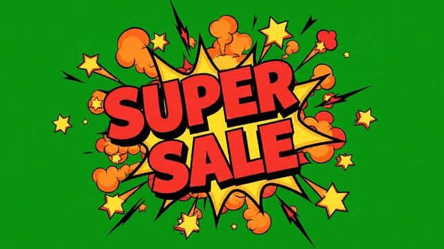 Super Sale Pop Art Explosion Green Screen Animation