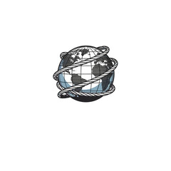 Digital Agency Globe Logo with Stylized Earth and Rope Design © Anastasia