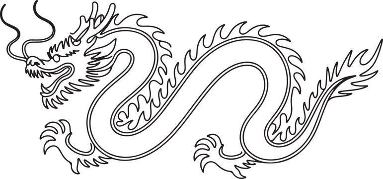 Chinese Dragon vector illustration suitable for Chinese New Year. one line Icon drawing