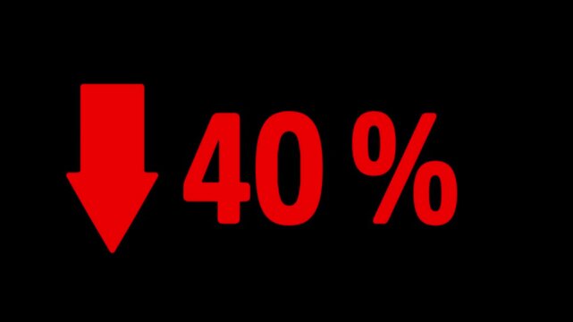 40 Percent Decline Animation. Animated video 4K