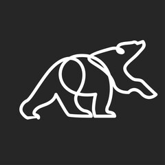 Fototapeta premium Minimalist Continuous Line Art Bear Illustration. Modern Graphic Design Animal Vector Icon.