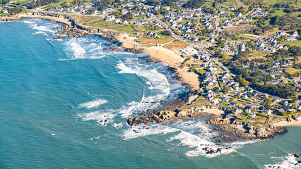 Morbihan Gulf from sky in french brittany between quiberon and atlantic ocean © Olivier