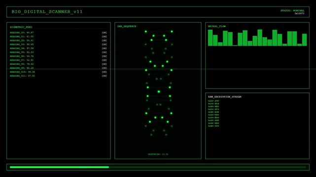 Bio Digital Scanner v11 Biometric Feed DNA Sequence Neural Flow.