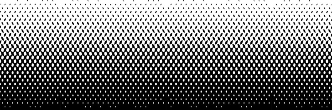 Geometric pattern of black diamonds on a white background.Seamless in one direction.Long fade out.The radial transformation method.