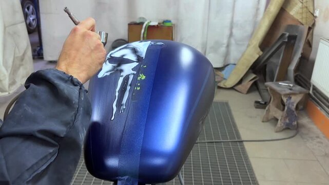Custom painting of motorcycle details  