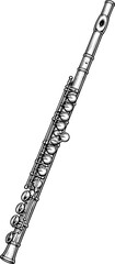 Classical Flute Drawing – Vintage Engraved Musical Instrument Illustration © Apurba