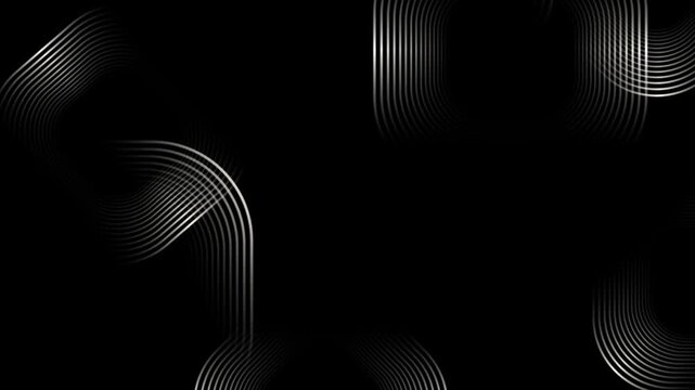 An abstract black and white background featuring a geometric profile silhouette that represents the ego and psychology of the human mind through a creative pattern of lines and echoes