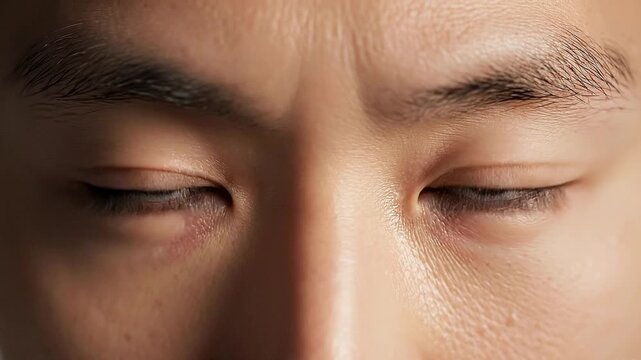 Close Up Direct Eye Contact Showing Serious Expression And Strong Human Emotion