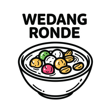 Wedang Ronde Illustration with Colorful Balls in Bowl