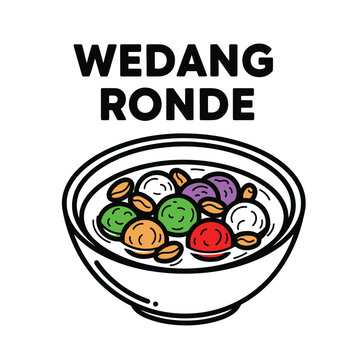 Wedang Ronde Illustration with Colorful Balls and Peanuts