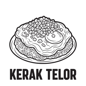 Kerak Telor Indonesian Street Food Dish in Monochrome