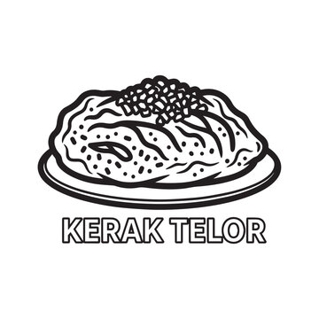 Kerak Telor Indonesian Street Food Dish Illustration