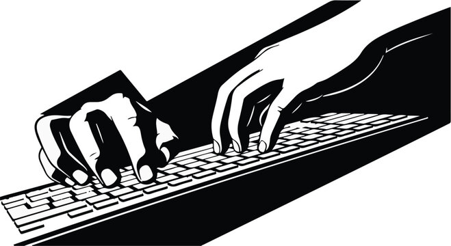 hands typing on keyboard illustration