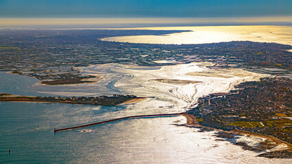 Morbihan Gulf from sky in french brittany between quiberon and atlantic ocean © Olivier
