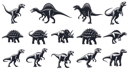Set of Prehistoric Dinosaur Silhouettes Illustration Vector Design Element for Education and Branding © Fajar