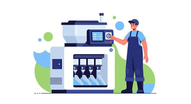 Automated packaging system operated by a technician ensuring precision in product distribution