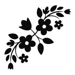 Elegant Black Floral Silhouette Ornament, Decorative Flower Branch Vector Illustration © Sopian
