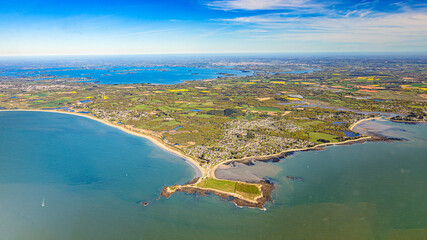 Morbihan Gulf from sky in french brittany between quiberon and atlantic ocean © Olivier