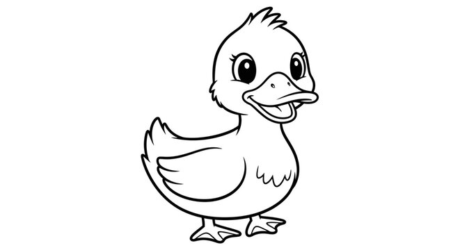 Charming Outlined Depiction of a Delightful Duckling A Delightful Depiction for Children's Literature Educational Resources and Creative Projects Evoking Joy  Playfulness (182 Characters)