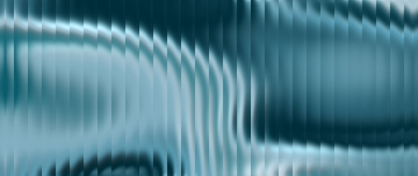 Abstract ribbed glass background in light cyan and silver, glossy vertical metallic texture for modern tech website hero banners