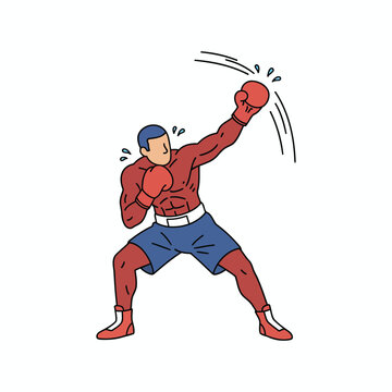Boxer uppercut punch, dramatic upward motion, isolated vector on white