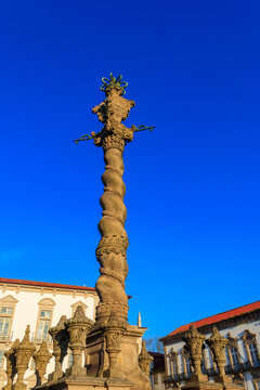 Historic pillory of Porto or Pelourinho do Porto in Cathedral Square, Portugal