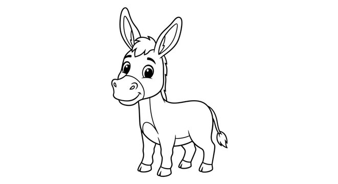 Charming Donkey Artwork Adorable Cartoon Animal Depiction Delightful Donkey's Appearance Artistic Creation of a Playful Creature Symbolic Representation.