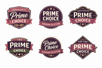 Fototapeta premium Prime choice vintage-style emblems set, offering top-tier quality guarantee and exclusive product branding