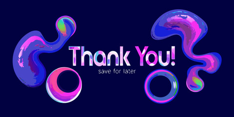 Fototapeta premium Colorful abstract shapes and text reading thank you on dark background
