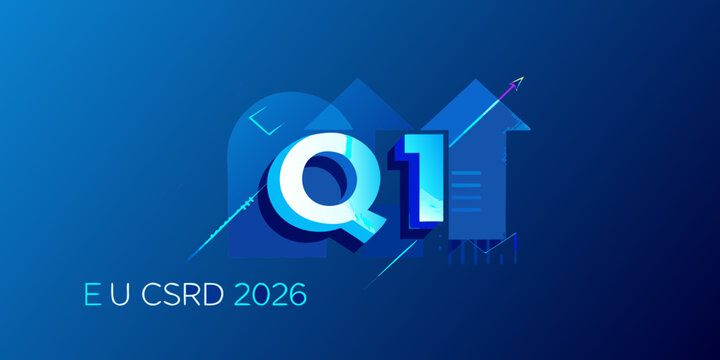 Abstract graphic representing q1 results with upward trends and financial data