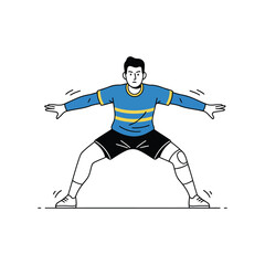 Fototapeta premium Handball Goalkeeper Ready Stance Knees Bent Flat Vector