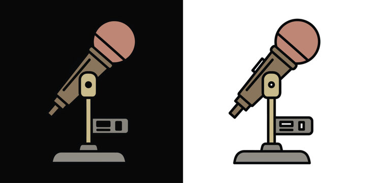 A cartoon image of two microphones on stands Vector, illustration